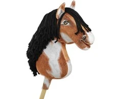 Super Hobby Horse Medinis hobis arkliukas tobiano bėras su juoda karčia