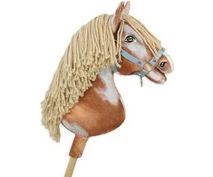 Super Hobby Horse Medinis hobis žirgas tobiano rudas su smėlio spalvos karčiais