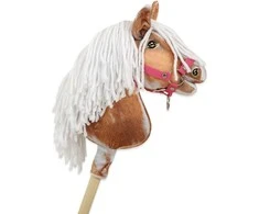 Hobby Horse lazdelinis arkliukas tobiano bay su balta karčiene Super Hobby Horse Premium