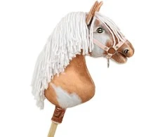 Super Hobby Horse Medinis žirgas su kotu – rudas tobiano su balta karčiais