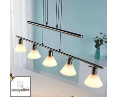 Eleasa LED pakabinamas šviestuvas, easydim 5 lempučių, nikelio