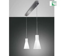 Fabas Luce DIANA pakabinamas šviestuvas, E27, 2 liepsnos, chromuotas / stiklas baltas