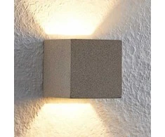 Lindby Quaso LED sieninis šviestuvas, betoninis smėlio spalvos granitas