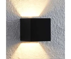 Lindby Quaso LED sieninis šviestuvas, betoninis juodas