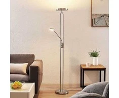 Lindby Twina LED toršeras, satino chromas