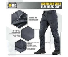 M-Tac Tactical Pants Aggressor Gen.II Flex Taktinės kelnės, Dark Pilkas - Pilkos spalvos