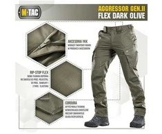 M-Tac Tactical Pants Aggressor Gen.II Flex Taktinės kelnės, Dark Olive spalvos
