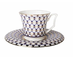 Imperial Lomonosovo imperatoriškojo kaulinio kiniško porceliano puodelis „Julija Kobaltas“, grynasis 210 ml
