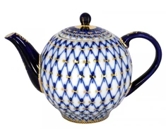 Lomonosovo imperatoriškasis porceliano arbatinukas „Tulip Cobalt Net“, 600 ml