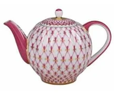Lomonosovo imperatoriškasis porceliano arbatinukas „Tulip Raudona“, du puodeliai, 600 ml