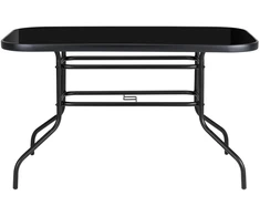 Bauerkraft Didelis juodo stiklo sodo stalas terasai ir balkonui, 120 × 70 cm, 6 vietų