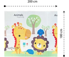 Bauerkraft Dvipusis sulankstomas edukacinis putplasčio kilimėlis vaikams „Safari“, 180 × 200 cm