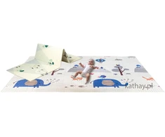 Bauerkraft Dvipusis sulankstomas lavinamasis putplasčio kilimėlis vaikams 180 × 200 cm, drambliukas