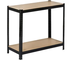 Bauerkraft Juodas metalinis sandėliavimo stelažas 2 viename su 5 šviesios spalvos lentynomis, 150 × 75 × 30 cm