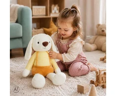 Ikonka Pliušinis žaislas kiškis su geltonomis kelnėmis 70 cm