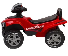 Kathay Haster Raudonas GOODYEAR vaikiškas keturratis-stumdukas su šviesomis ir garsais
