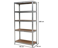 Metalinis sandėliavimo stelažas „Bauerkraft“ 2 viename, 5 lentynos, 180 × 90 × 40 cm