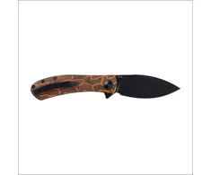 Sulankstomas peilis Trollsky Knives Mandu EVO MTE012 Liner Lock Juodas Stonewashed 14C28N Oranžinis Turtle G10