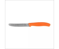 Virtuvinis peilis Victorinox Swiss Classic 6.7839.C1 dantytas, suapvalintu galiuku, oranžinis