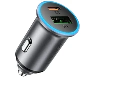 Automobilinis įkroviklis Acefast B15 65W USB-C/USB-A pilkas