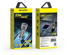 Automobilinis įkroviklis Awei C-858 33W 2xUSB-C juodas