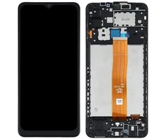 Ekranas Samsung A125 A12 su lietimui jautriu stikliuku ir rėmeliu originalus Juodas (service pack)