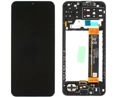 Ekranas Samsung A135 A13 4G su lietimui jautriu stikliuku ir rėmeliu originalus Juodas (service pack)