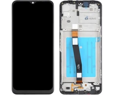 Ekranas Samsung A136 A13 5G su lietimui jautriu stikliuku ir rėmeliu originalus Juodas (service pack)