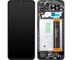 Ekranas Samsung A137 A13 4G 2022 su lietimui jautriu stikliuku ir rėmeliu originalus Juodas (service pack)