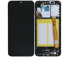 Ekranas Samsung A202 A20e su lietimui jautriu stikliuku ir rėmeliu originalus Juodas (service pack)