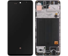 Ekranas Samsung A515 A51 su lietimui jautriu stikliuku ir rėmeliu originalus Juodas (assembled service pack)