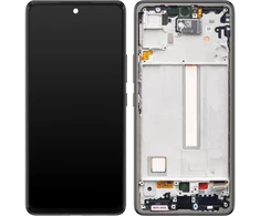 Ekranas Samsung A536 A53 5G su lietimui jautriu stikliuku ir rėmeliu originalus Awesome Juodas (service pack)