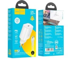 Įkroviklis Hoco N22 25W USB-C + USB-C to USB-C cable 1.0m baltas