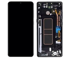 Oem Ekranas Samsung A715 A71 su lietimui jautriu stikliuku ir rėmeliu originalus Juodas (assembled service pack)