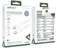 USB kabelis Acefast C18-03 60W USB-C to USB-C 1.2m baltas