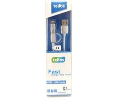 USB kabelis Tellos TPE 2in1 microUSB-Lightning sidabrinis, 1.2m