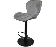 Re Stock Furniture Aksominė baro kėdė „Bona“, pilka