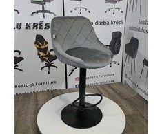 Re Stock Furniture Aksominė baro kėdė „Mode“, pilka