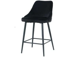 Re Stock Furniture Aksominė pusbario kėdė „Deka“, juoda