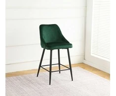 Re Stock Furniture Aksominė pusbario kėdė „Deka“, tamsiai žalia