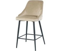 Re Stock Furniture Aksominė pusbario kėdė „Deka“, smėlio spalvos