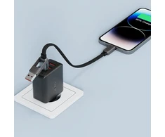 Acefast C13-05 USB-C – USB-A / USB-C kabelis 480Mb/s 3A 0.2m – Juodos spalvos