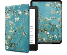 Dėklas Tech-Protect SmartCase, skirta Kindle 11" 2022 m. – Mėlyna su sakurų gėlėmis