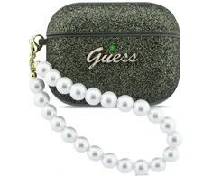 „Guess“ blizgantis perlų dirželio dėklas, skirtas „AirPods Pro 3“ ausinėms – juodas ir blizgučiai