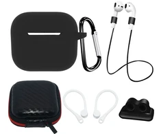 Dėklas Hurtel AirPods 3 aksesuarų rinkinys su karabinu – juodas