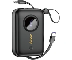 Dudao K14 10000mAh power bank su USB-C / Lightning kabeliais – juodos spalvos