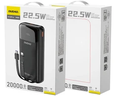 Išorinė baterija  Dudao K15Pro | 20000 mAh | 22.5 W PD | USB-C / USB-A | integruoti Lightning ir USB-C kabeliai
