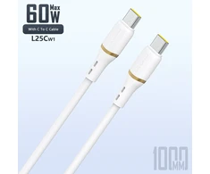 Dudao L25C USB-C - USB-C Silicone Cable 60W 1m - Baltas