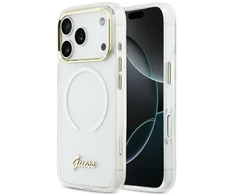 „Guess IML Gradient Script“ metalinis „MagSafe“ dėklas, skirtas „iPhone 17 Pro Max“ – Baltas