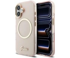 Dėklas Guess IML Script Metal MagSafe Case for iPhone 17 - Rožinė